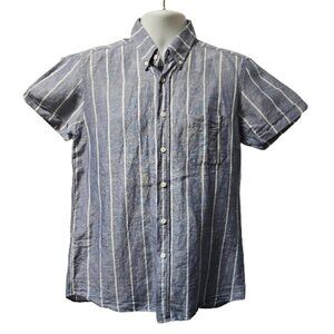 Far Afield Blue Striped Linen Short Sleeve Shirt